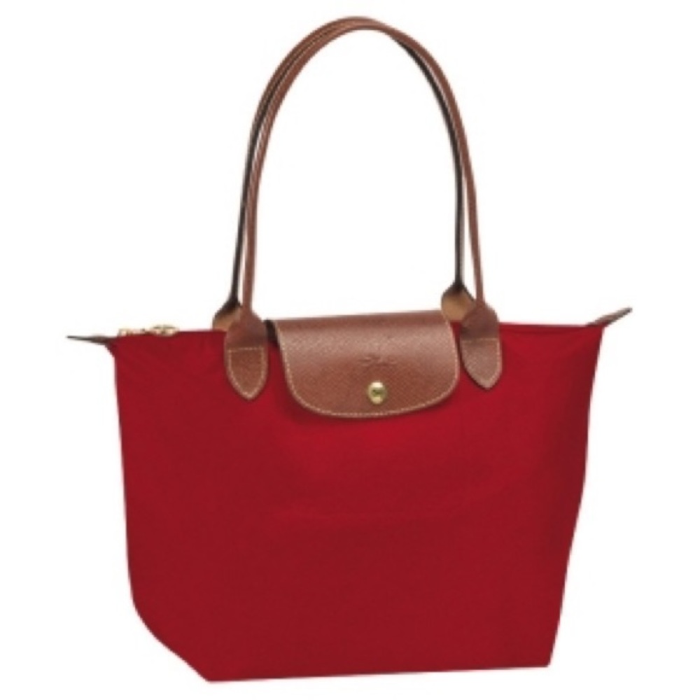 Well Used Longchamp Medium Red (Dahlia) Tote